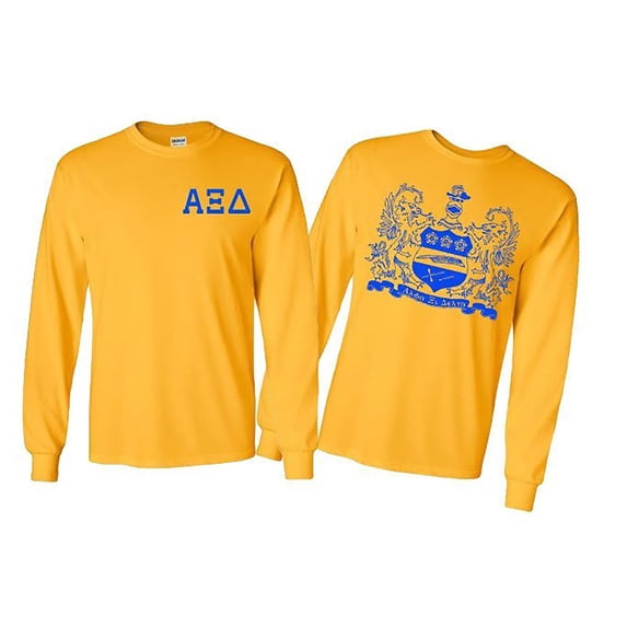 Alpha Xi Delta World Famous Crest Long Sleeve T-Shirt Medium Gold