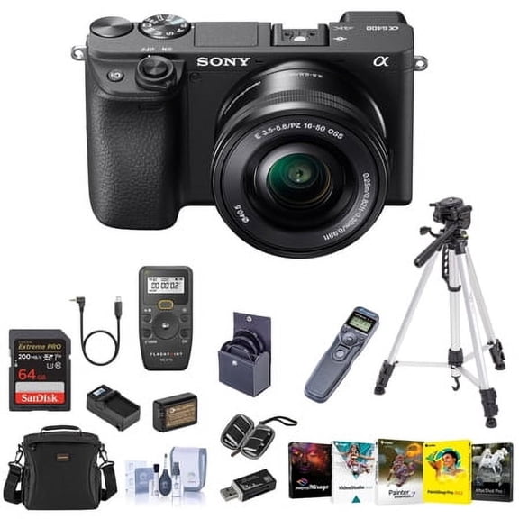 Alpha a6400 Mirrorless Camera with 16-50mm f/3.5-5.6 OSS Lens, Bundle with Accessory Kit