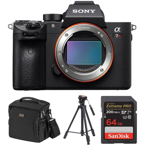 Alpha a7R IV Mirrorless Camera (V2) Bundle with Vanguard Alta Pro 264AT Tripod, Bag, 64GB SD Card