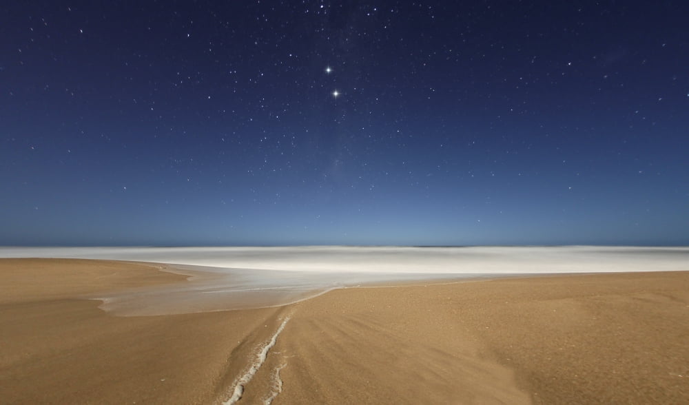 Alpha and Beta Centauri seen from the beach in Miramar Argentina Canvas Art - Luis ArgerichStocktrek Images (19 x 11)