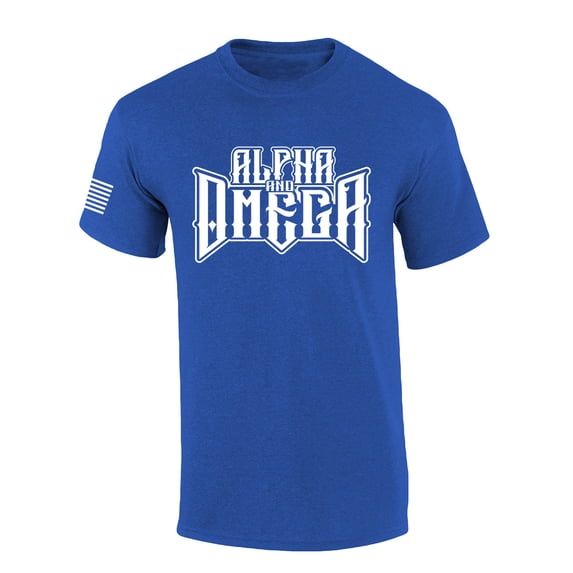Alpha and Omega Beginning and the Ending Revelation Scripture Mens Christian Tshirt Cross Short Sleeve T-shirt Graphic Tee-Heather Royal-medium