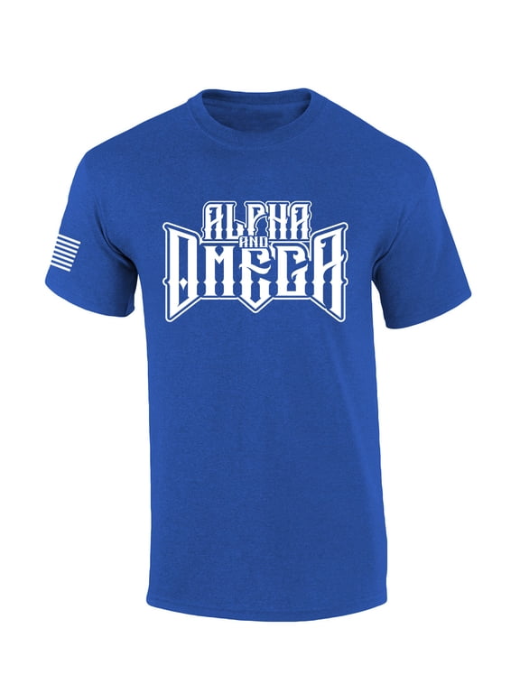 Alpha and Omega Beginning and the Ending Revelation Scripture Mens Christian Tshirt Cross Short Sleeve T-shirt Graphic Tee-Heather Royal-xxxl