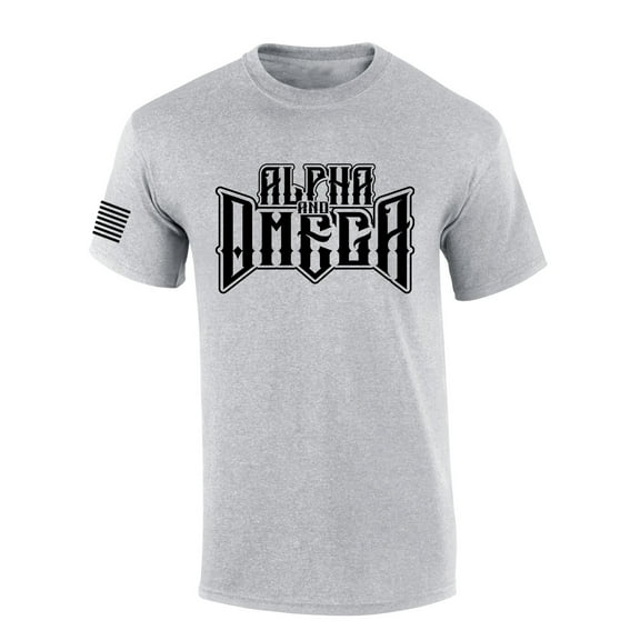 Alpha and Omega Beginning and the Ending Revelation Scripture Mens Christian Tshirt Cross Short Sleeve T-shirt Graphic Tee-Sports Grey-small