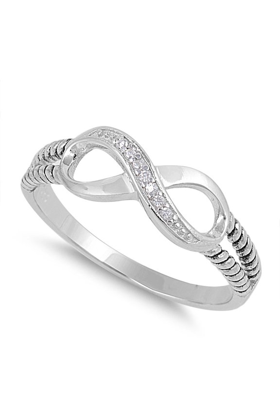 Alpha and Omega Infinity Cubic Zirconia Ring Sterling Silver 925