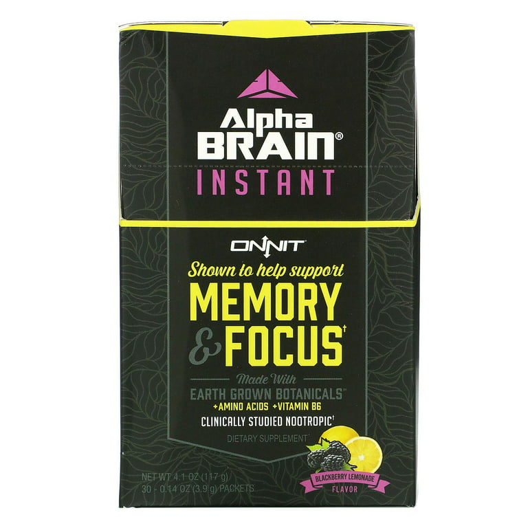 Onnit Alpha Brain Memory & Focus, Instant, Blackberry Lemonade Flavor - 30 pack, 0.16 oz packets
