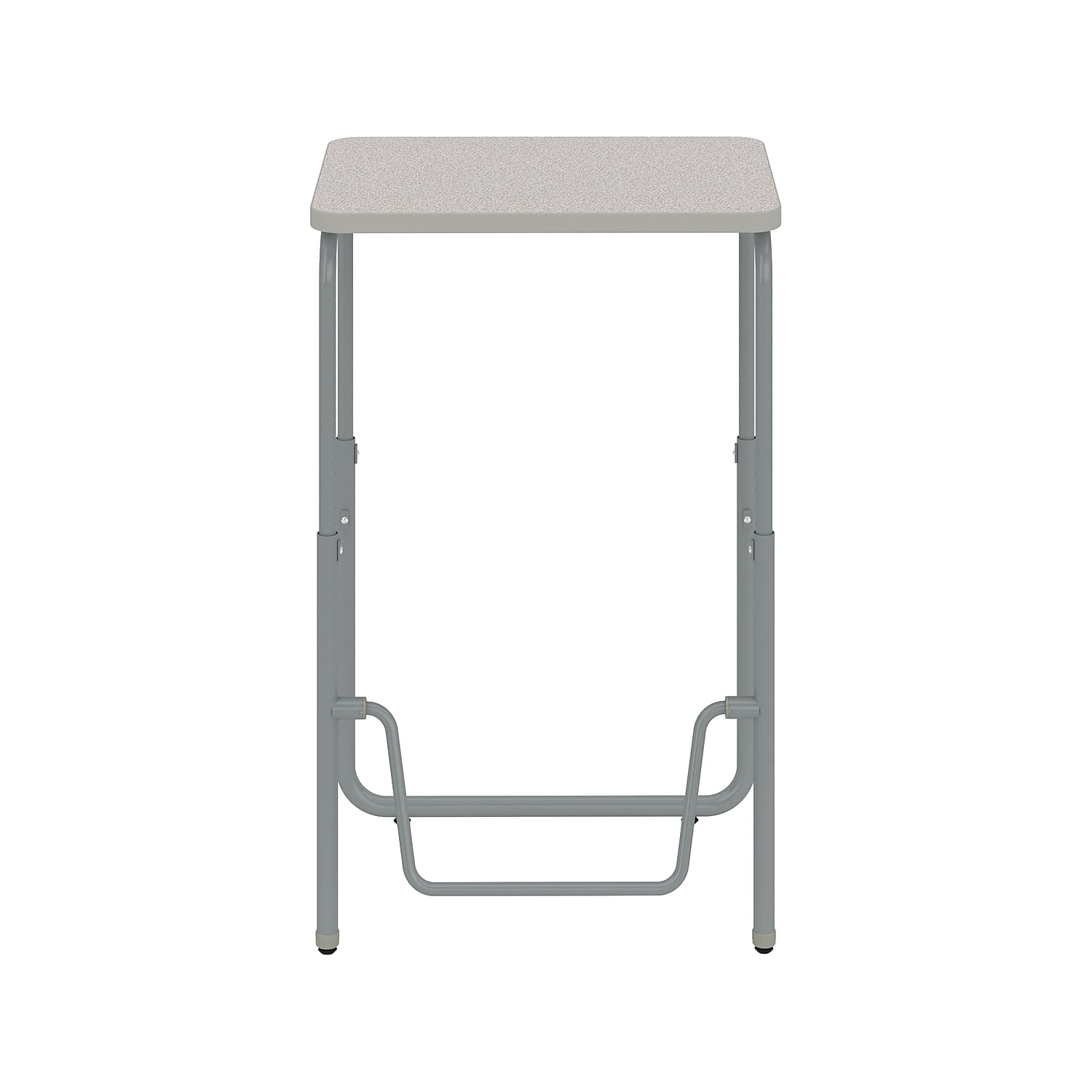 Gray Adjustable Height Student Desk with Metal Frame and Footrest
