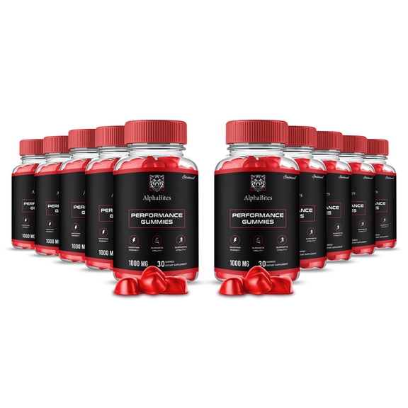 AlphaBites Performance Gummies for Men, Maximum Strength Formula, Alpha Bites for Men, 10 Month Supply (10 Pack)