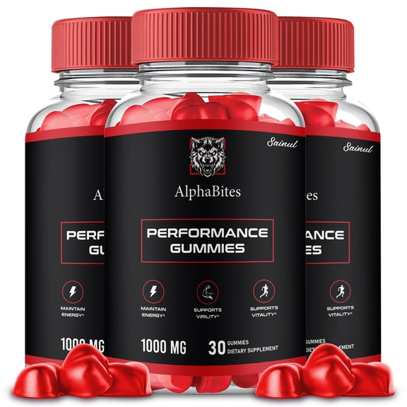 AlphaBites Performance Gummies for Men, Maximum Strength Formula, Alpha Bites for Men, 3 Month Supply (3 Pack)