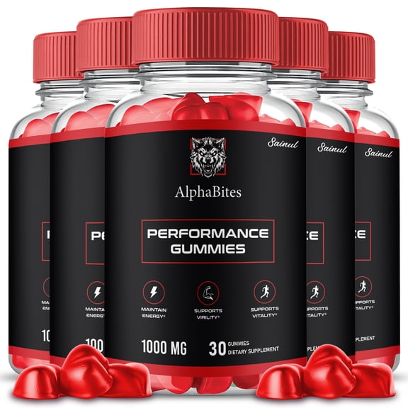 AlphaBites Performance Gummies for Men, Maximum Strength Formula, Alpha Bites for Men, 5 Month Supply (5 Pack)