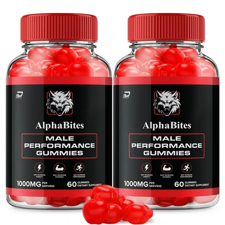AlphaBites for Men Gummies – Alpha Bites Support for Muscle Growth, Max Performance, 2 Pack, 120 Gummies