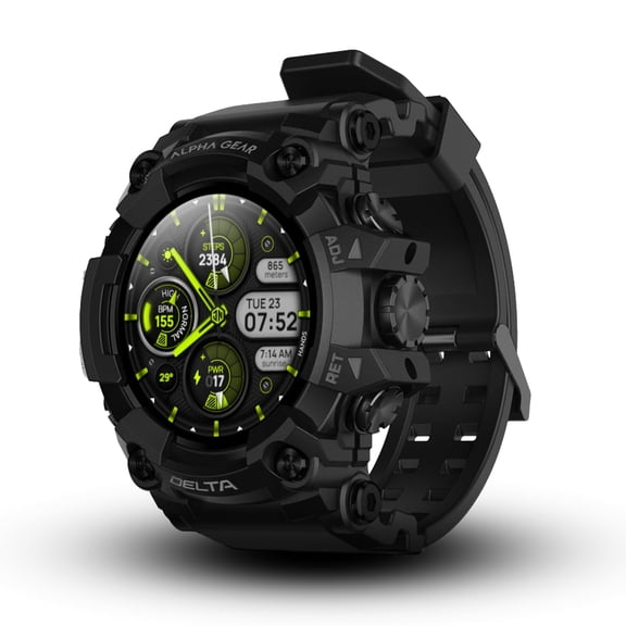 AlphaGear Delta Smartwatch for Men, Tactical Rugged Smart Watch, IP69K Water + Dust Resistant, 380mAh Battery 14-Day Active 21-Day Standby, Bluetooth Calling, -15F to 140F, Android iPhone, Dark Night