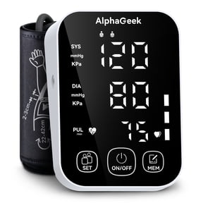 AlphaGeek Blood Pressure Monitor, Upper Arm Blood Pressure Machine for Home Use, Adjustable BP Cuff 8.6"-16.5", FDA Approved, Two Power Supply, Large LCD Display for 2 Users