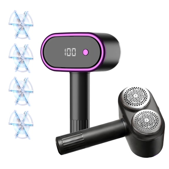 Smyeviva Electric Fabric Shaver and Lint Remover, Dual-Head Sweater Defuzzer With 5-Speed for All Fabrics, USB-C Rechargeable with LED Display, Heavy-Duty for Clothes, Coats, & Upholstery
