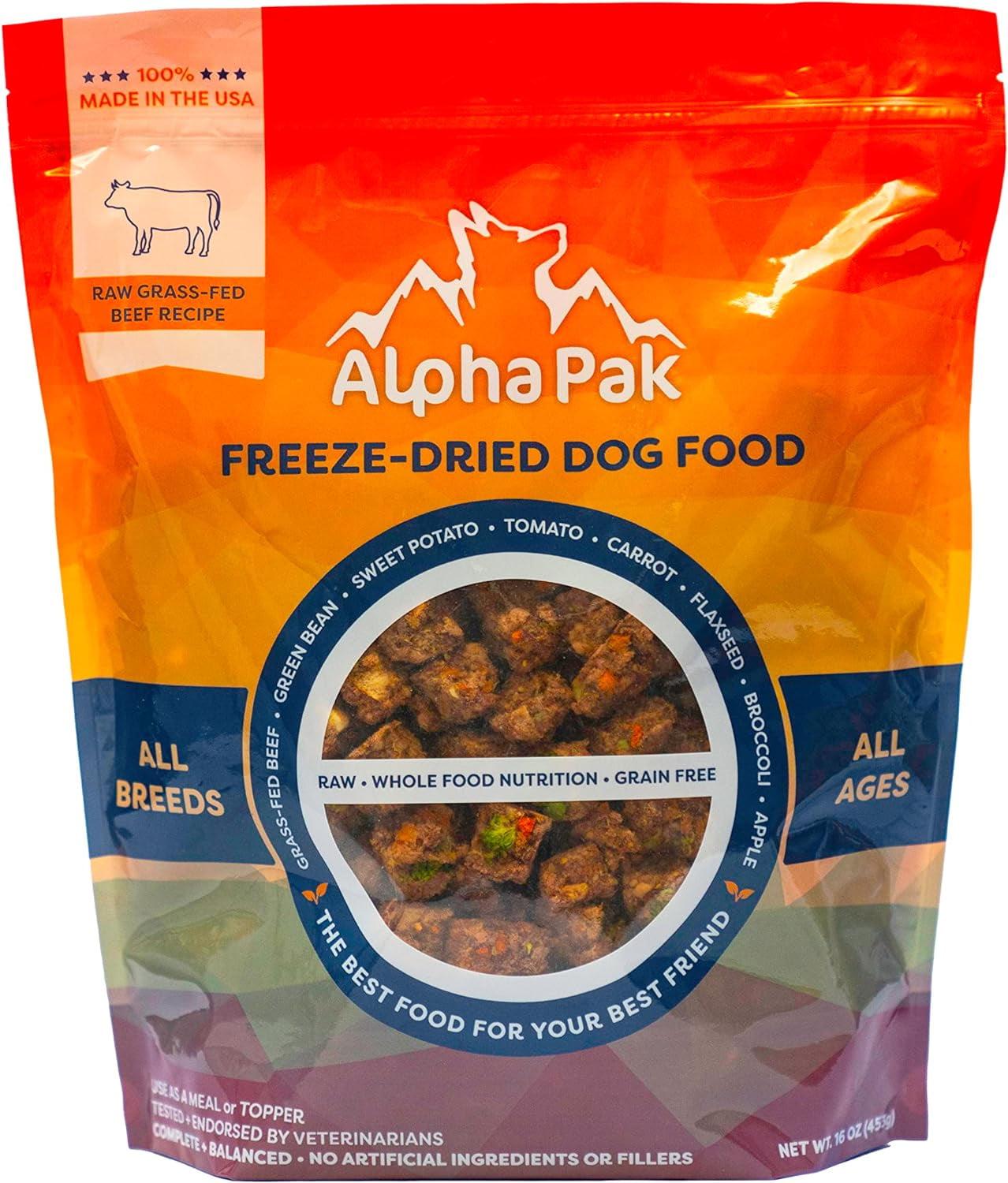 AlphaPak, FreezeDried Dog Food, All Breeds, All Ages, Raw Grassfed