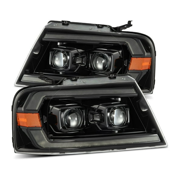 AlphaRex 04-08 Ford F150 / 06-08 Lincoln Mark LT PRO-Series Halogen Projector Headlights Alpha-Black