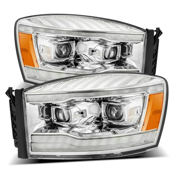 AlphaRex 06-08 Dodge Ram PRO-Series Halogen Projector Headlights Chrome