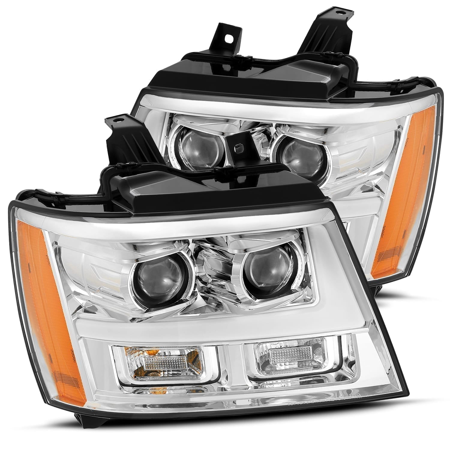 AlphaRex 07-14 Chevrolet Tahoe/Suburban/07-13 Avalanche MK II PRO-Series Halogen Projector Headlights Chrome