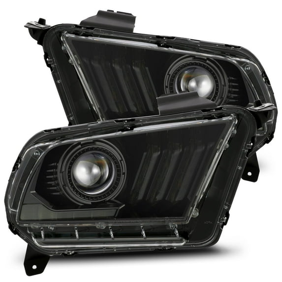 AlphaRex 10-12 Ford Mustang PRO-Series Halogen Projector Headlights Alpha-Black