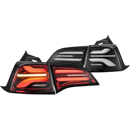 AlphaRex 20-22 Tesla Model Y PRO-Series LED Tail Lights Jet Black w/Seq Sig