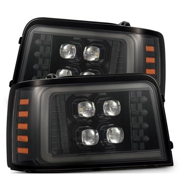 AlphaRex 92-96 Ford F-Series/Bronco NOVA-Series LED Proj Headlight Alpha-Bk w/Actv Light SS SBDRL