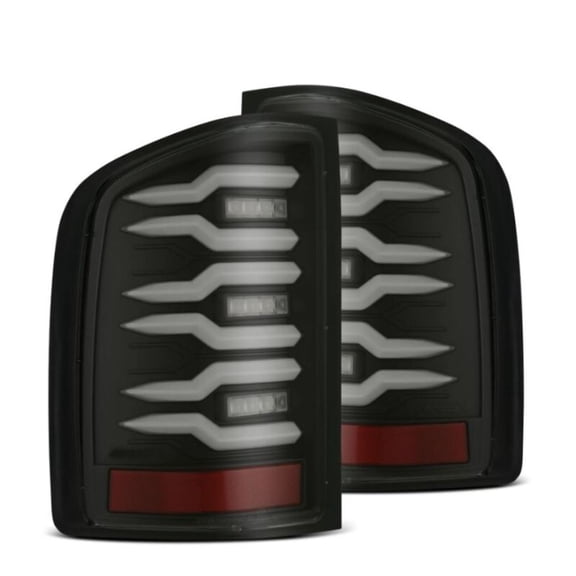 AlphaRex 07-14 Chevrolet Silverado 1500/2500HD/3500HD Luxx-Series LED Tail Lights Blk w/Smoked Lens
