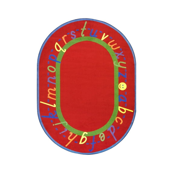 Kid Essentials - Early Childhood AlphaScript, 10'9" x 13'2" Oval, Red