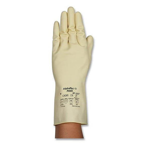 AlphaTec 012-87-137-090 Natural Rubber Latex Gloves, Size 9 - Natural - Pack of 144