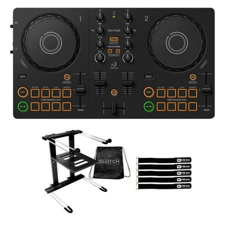 AlphaTheta DDJ-FLX2 Compact 2-Channel DJ Controller with Stand Package