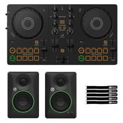 AlphaTheta DDJ-FLX2 Compact 2-Channel DJ Controller with Studio Monitors Package