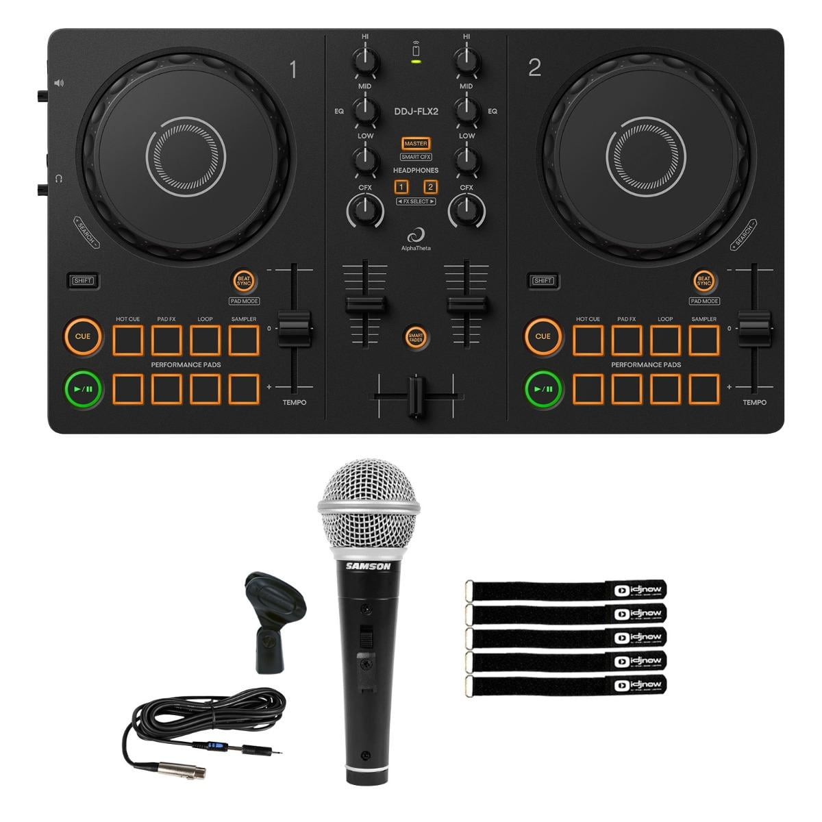 AlphaTheta DDJ-FLX2 Compact 2-Channel DJ Controller with Vocal