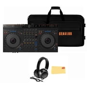 AlphaTheta DDJ-GRV6 4-Channel Performance DJ Controller Bundle with Case, Headphones, and Austin Bazaar Polishing Cloth