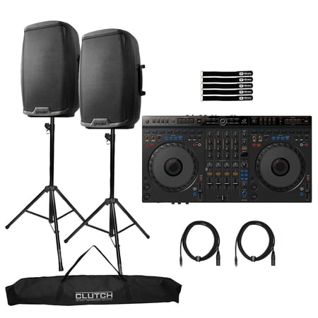 AlphaTheta DDJ-GRV6 DJ Controller w/Groove Circuit with (2) Gemini AS-2112BT Speakers Package