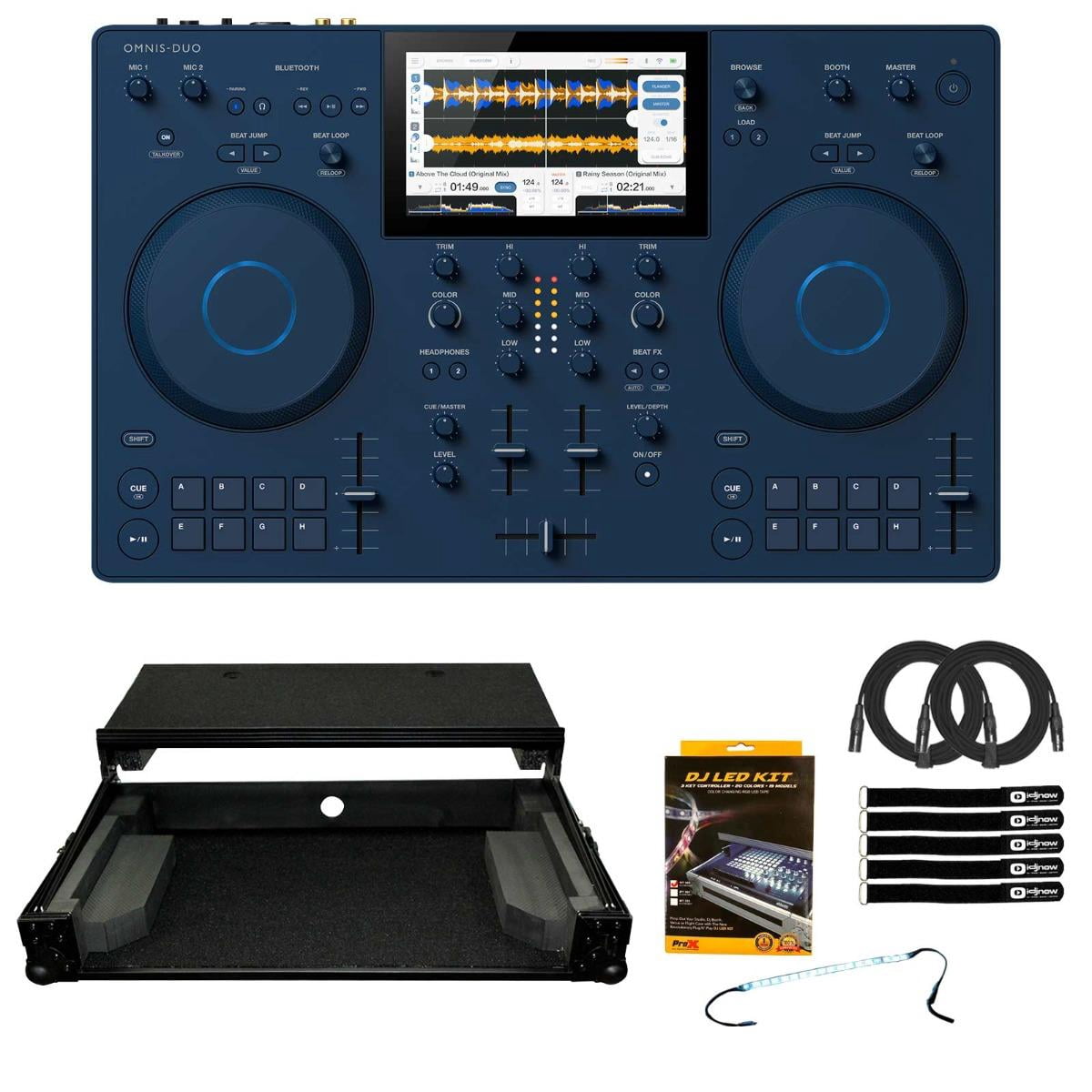 AlphaTheta OMNIS-DUO All-in-One Portable DJ System with Black on Black Case Package