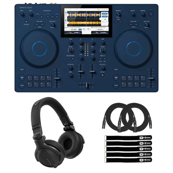 AlphaTheta OMNIS-DUO All-in-One Portable DJ System with Headphones Package