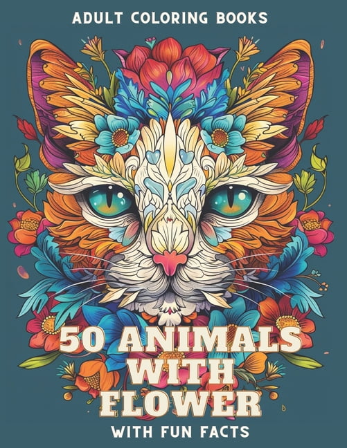 Alphabet 50 Animals with Flowers Coloring Book & Fun Facts for Adults ...