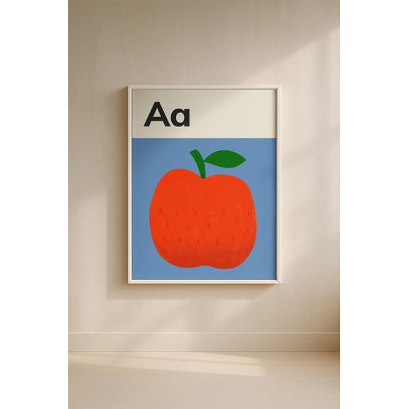 Alphabet A Apple Print, Unframed Paper Poster 8x10in
