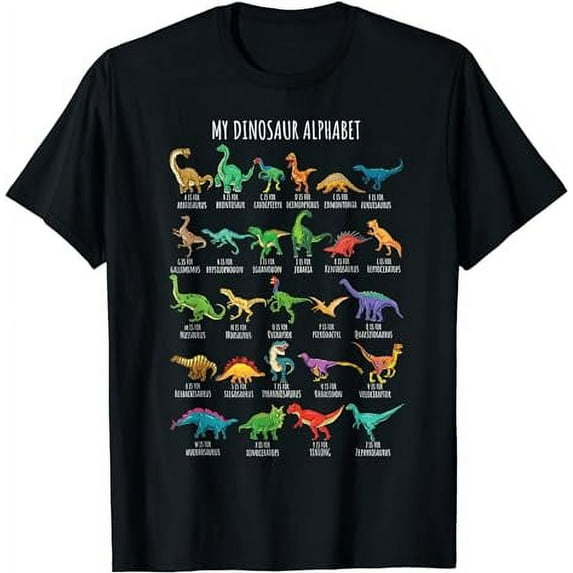 Alphabet A-Z ABC Dino Identification Short Sleeve T-Shirt