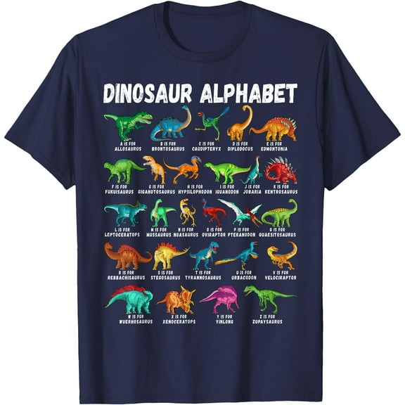 Alphabet A-Z ABC Types Of Dinosaurs Dino Identification Unisex T-Shirt for Men Women Kids