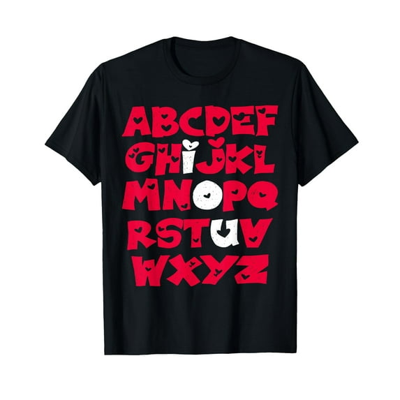 Alphabet ABC I Love You Funny Valentines Day Heart Gifts T-Shirt