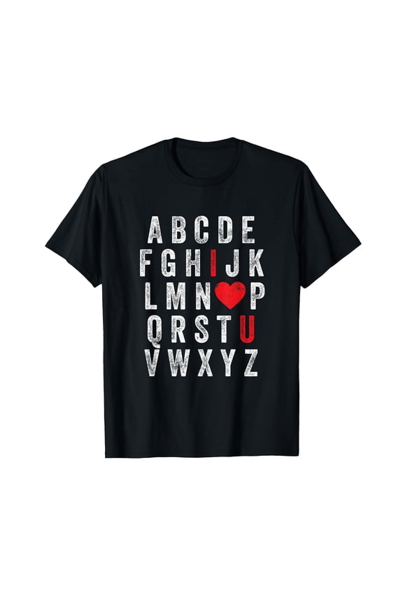 Alphabet ABC I Love You Funny Valentines Day Teacher Heart T-Shirt