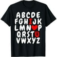 thumbnail image 1 of Alphabet ABC I Love You Valentines Day Heart T-ShirtMen's and women's gift, black and white T-shirt, size: Extra large S-4XL, 1 of 4