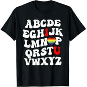 Alphabet ABC I Love You Valentines Day LGBT Heart Rainbow T-Shirt