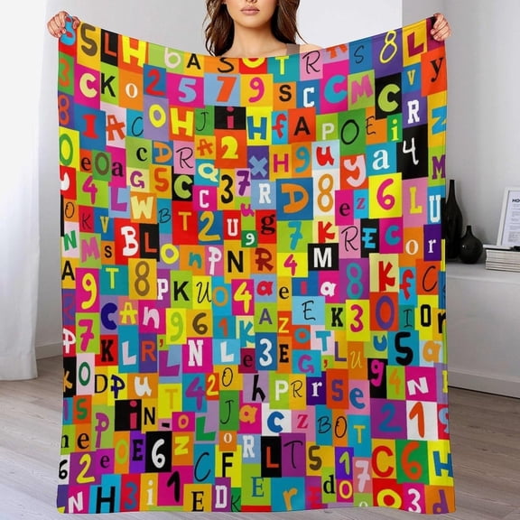 Alphabet ABC Kids Throw Blanket Colored Alphabet Letters Pattern Soft Lightweight Warm Plush Blankets for Sofa Bedroom 50x60