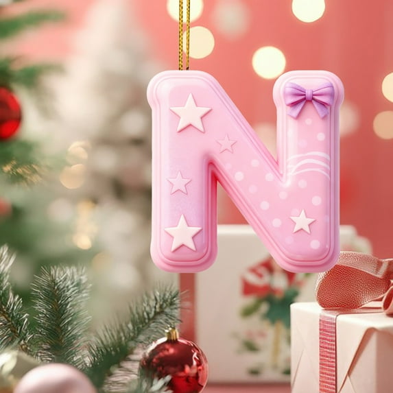 Alphabet Acrylic 2D Pendant 26 Letter Backpack Charm Car Keychain Decorative Ornament Personalized Initial Jewelry(N)
