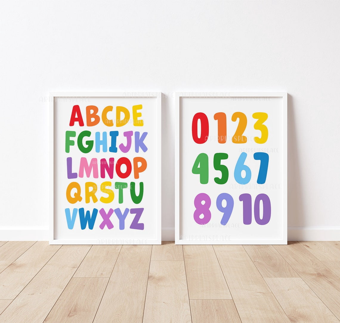 Alpha Bets Numeric Alphabet And Numbers Prints, Bright Colorful Rainbow Educational ...