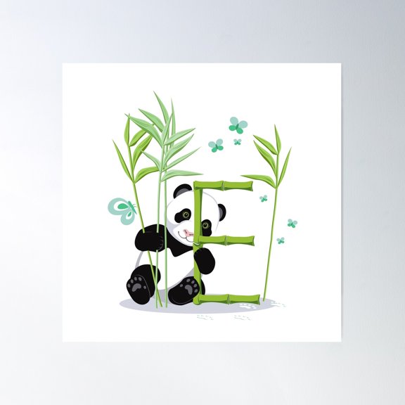 Alphabet And Panda. The Letter E Poster Wall Art, Modern Wall Decor For Living Room Bedroom, 30x30 UNFRAMED