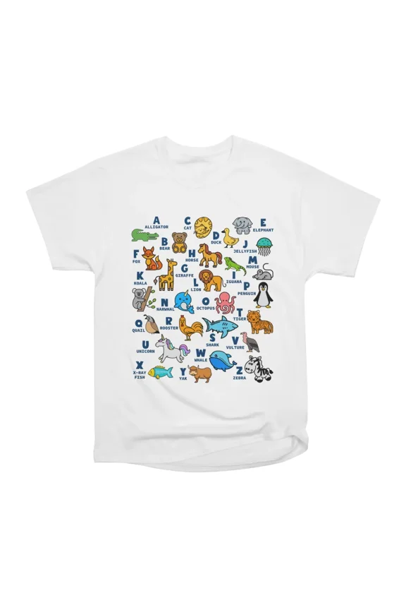 Alphabet Animal ABCs Learning T-Shirt Tee Gift For Him Merch For Her Apparel For Friend
