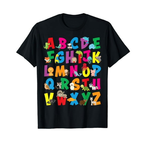 Alphabet Animal Zoo Learning Letters Kids Boys Girls Teacher T-Shirt