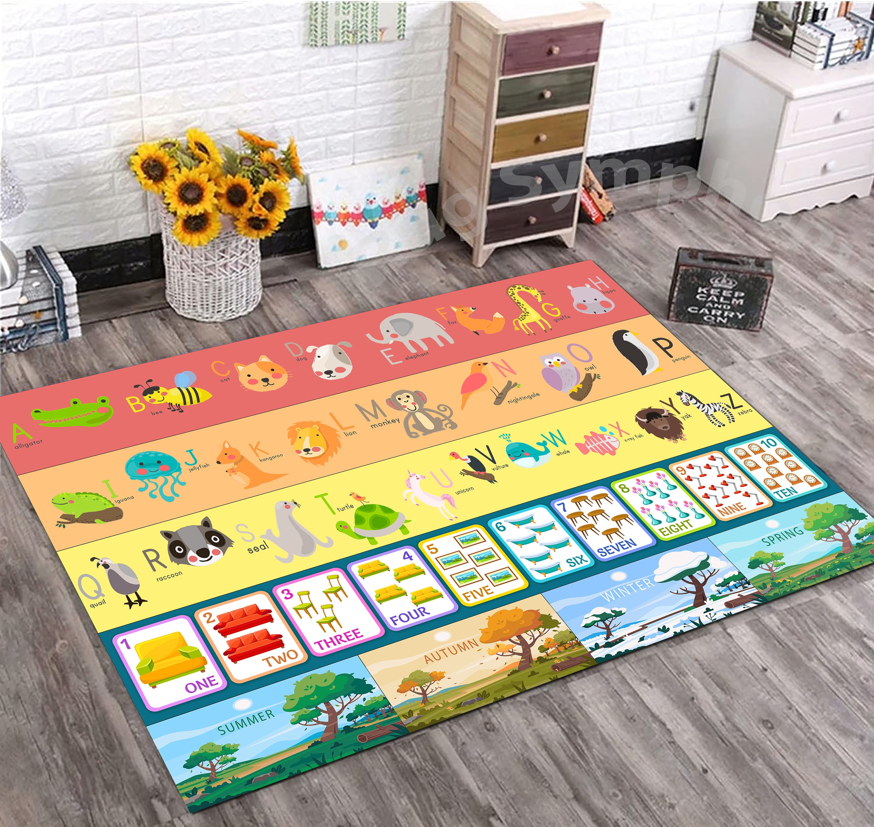 Alphabet Animals Rug 2x3 ft = 65x95 cm - Walmart.com