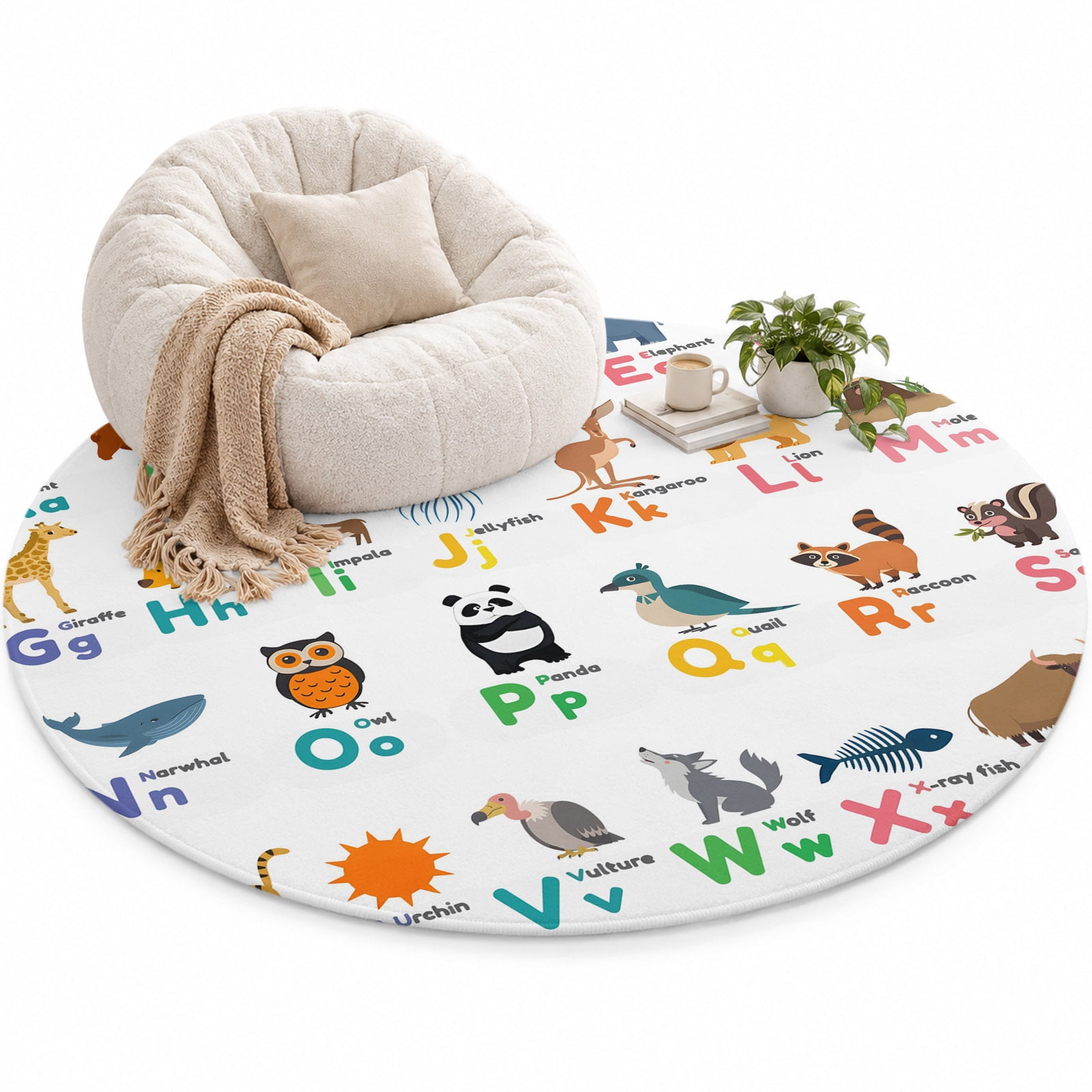 Alphabet Area Rug 3', Cartoon Cute Colorful Alphabet Soft Mat Non-Slip ...